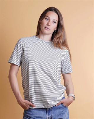 Gestreiftes Casual T-Shirt - Weiß/Schwarz